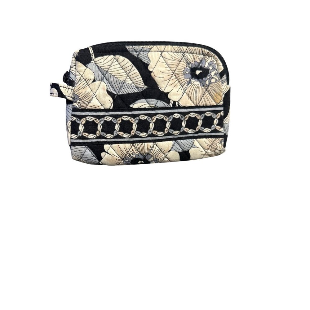 Vera Bradley Large Floral Quilted Travel Cosmetic Pouch With Zipper Closure